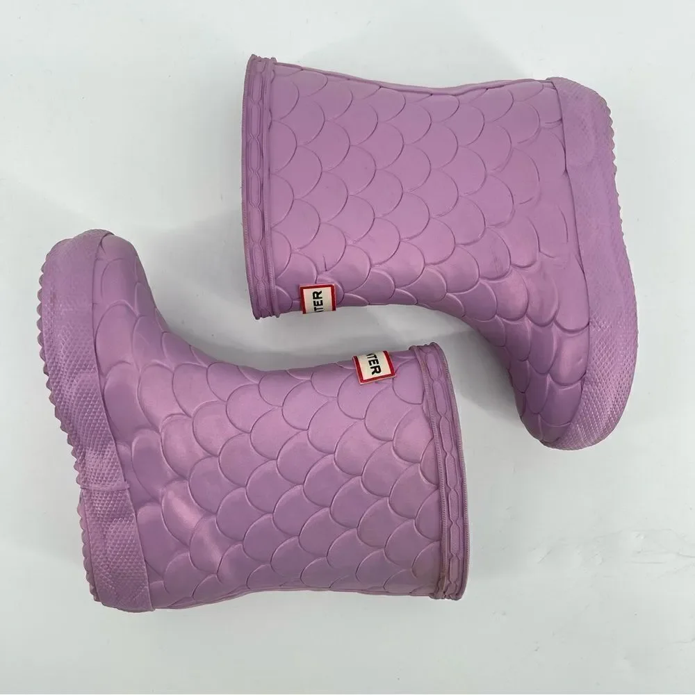 Hunter Little Girl’s Sea Dragon Iridescent Purple Waterproof Boots Size 6